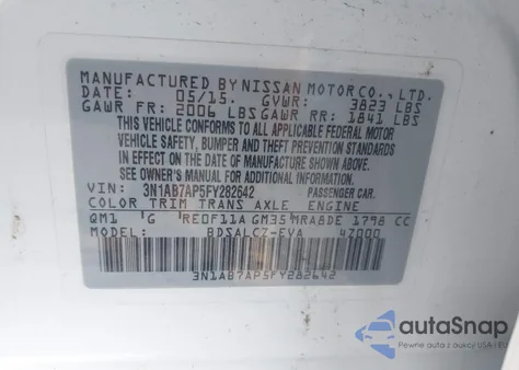 2015 Nissan Sentra S from USA, damaged, VIN 3N1AB7AP5FY282642